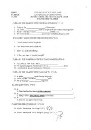 English worksheet: the first skyline book exam for the preparotory classes
