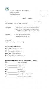 English Worksheet: Present Simple Tense Test