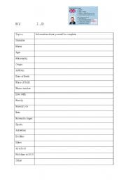 English worksheet: My ID