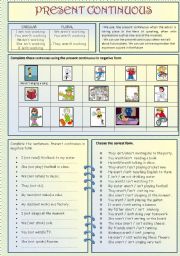 English Worksheet: present continuous negative