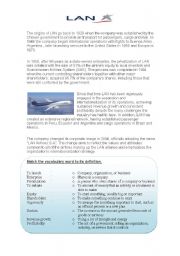 English worksheet: LAN Airlines reading