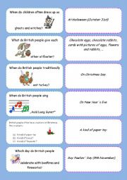 English Worksheet: British holiday traditions - board game (part 1)