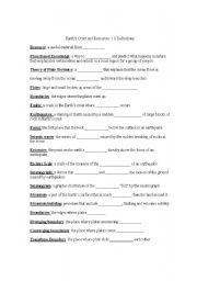 English Worksheet: Earths crust vocabulary cloze