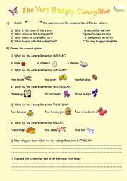 English Worksheet: The Very Hungry Caterpillar(Story)