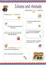 English Worksheet: Idioms and Animals