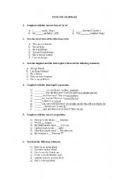 English worksheet: grammar test for secondary education