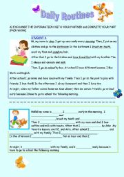 English Worksheet: DAILY ROUTINES - 