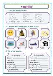 English Worksheet: Vacation