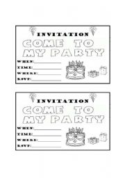 English Worksheet: Party invitation