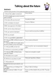 English Worksheet: Talking about the future (will)