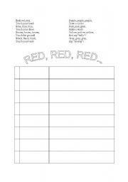 English worksheet: Colors song