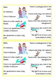 English Worksheet: Introduce Yourself: 4 character cards and backs (6 pages)