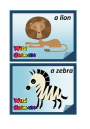 English Worksheet: Wild Animals - Flashcards