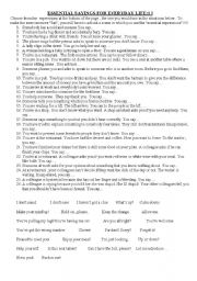 English Worksheet: Essential Sayings For Everyday Life