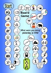 English Worksheet: Board Game - What were you doing yesterday at 5PM?