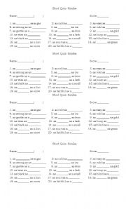 English Worksheet: Similies quiz