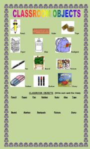 English worksheet: Classroom Objects