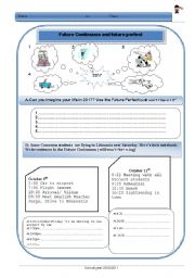 English Worksheet: Future perfect and Future continuous