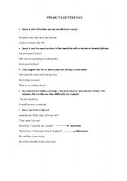 English worksheet: Speak/TEll/Say/Talk