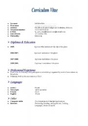 English Worksheet: an axample of CV