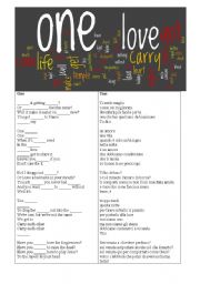 English Worksheet: One -U2