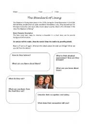 English Worksheet: The Standard of Living