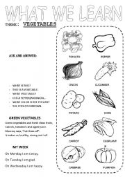 English Worksheet: Vegetables