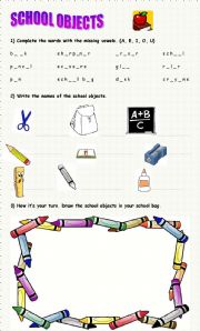 English Worksheet: SCHOOL OBJECTS