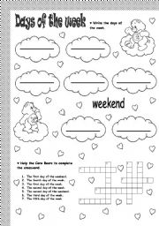 English Worksheet: days of the week