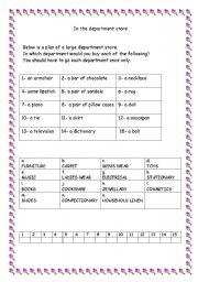 English worksheet: shopping