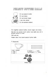 English worksheet: Christmas recipe: peanut butter balls