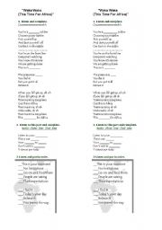 English worksheet: song 