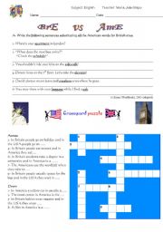 English Worksheet: AmE vs BrE