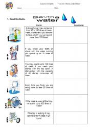 English Worksheet: Saving water