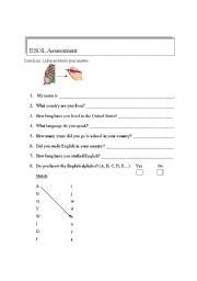 English Worksheet: ESOL Assessment