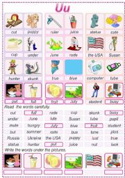 English Worksheet: Reading Uu