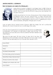 English Worksheet: Agatha Christie - a biography