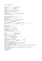 English Worksheet: HEY YOU song gapfill