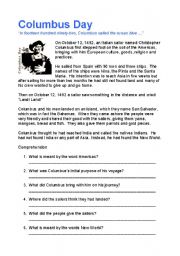 English Worksheet: Columbus Day