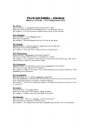 English Worksheet: The Great Gatsby - Glossary 1