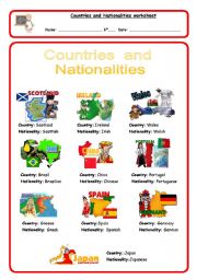 English Worksheet: Countries and Nationalities 1