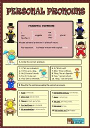 English Worksheet: PERSONAL PRONOUNS - SUBJECT