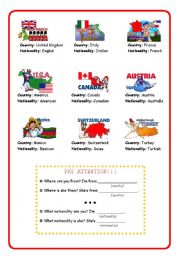 English Worksheet: Countries and Nationalities 2