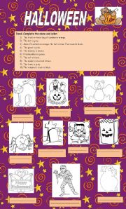 English Worksheet: Coloring halloween