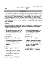 English Worksheet: Making Inferences