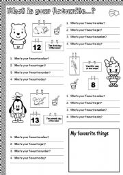 English Worksheet: what is your favourite..??