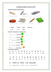 English Worksheet: classroom object and have got