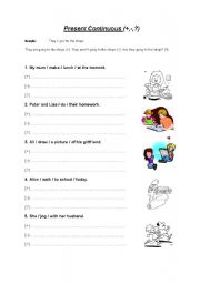 English worksheet: Present Continuous