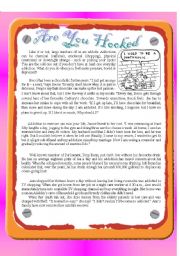 English Worksheet: Reading : Are You Hooked + Answer Key