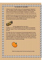 English Worksheet: the halloween history